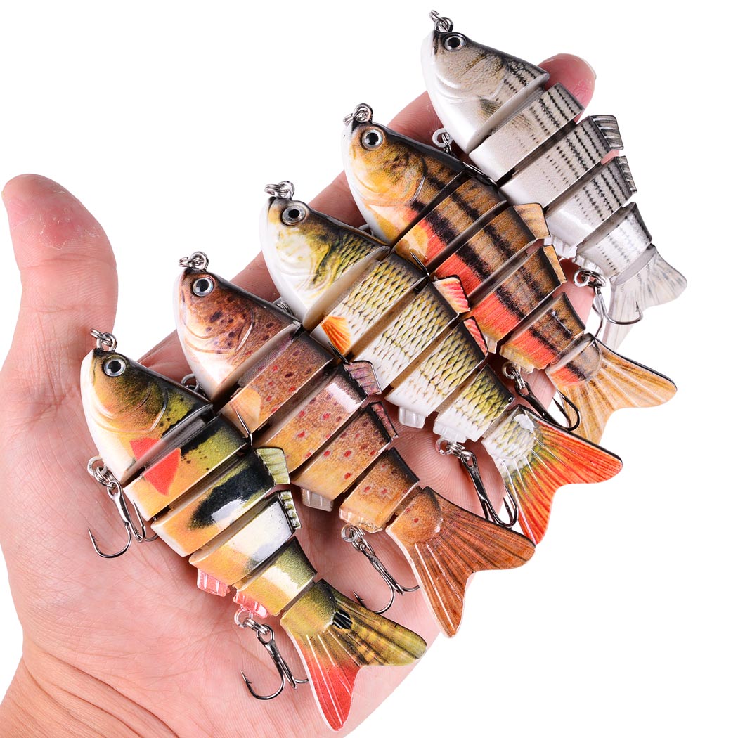2 Fishing Lure Multi Jointed Hard Bait 6 Segments 4 inch size Large Mouth  Bass
